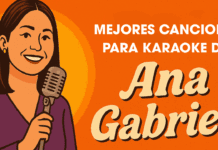 Las mejores canciones de Ana Gabriel para karaoke Ana gabriel version dibujo con el texto MEJORES CANCIONES PARA KARAOKE DE ANA GABRIEL